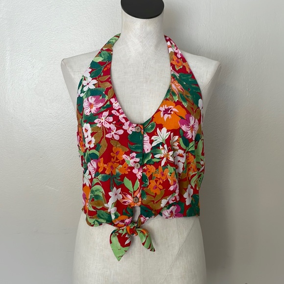 NWT Lily Rose Halter Floral Crop Top. XL - Picture 1 of 7